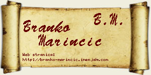 Branko Marinčić vizit kartica